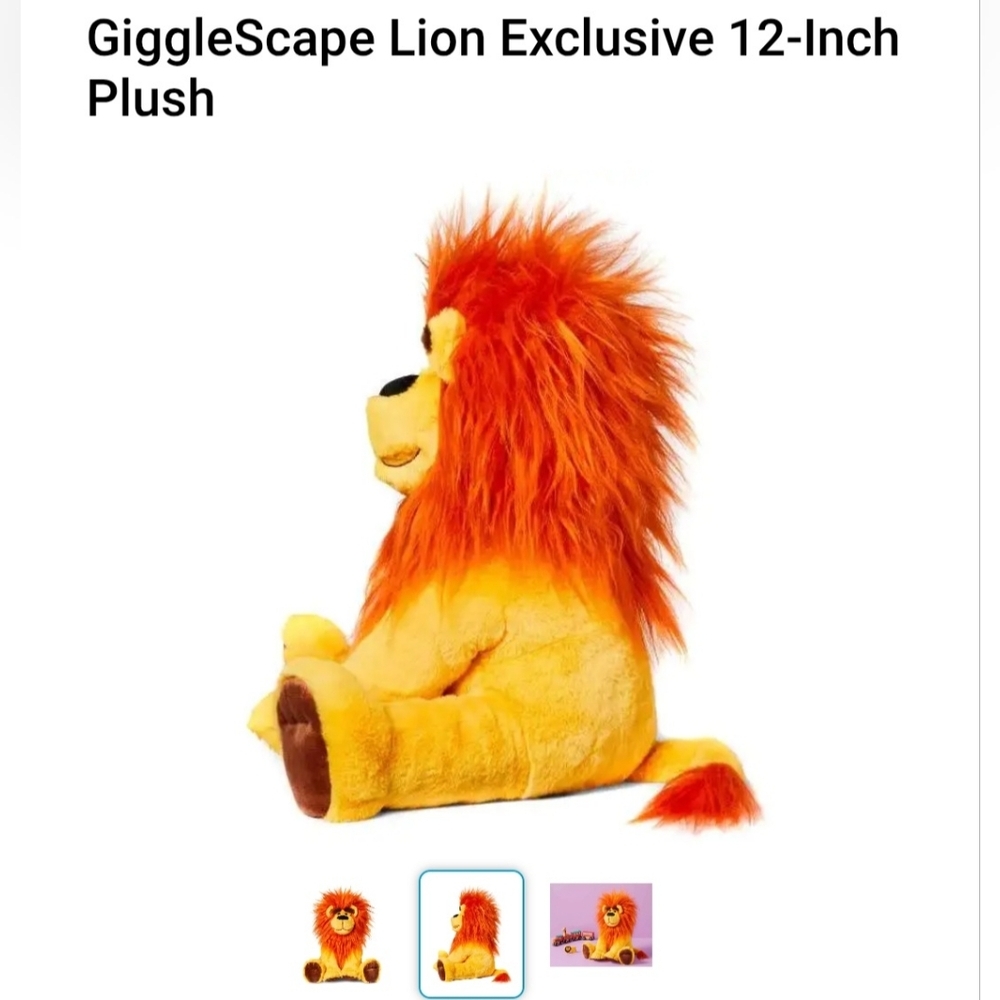 12" Lion Stuffed Plush Toy Animal - Gigglescape new - Picture 3 of 3